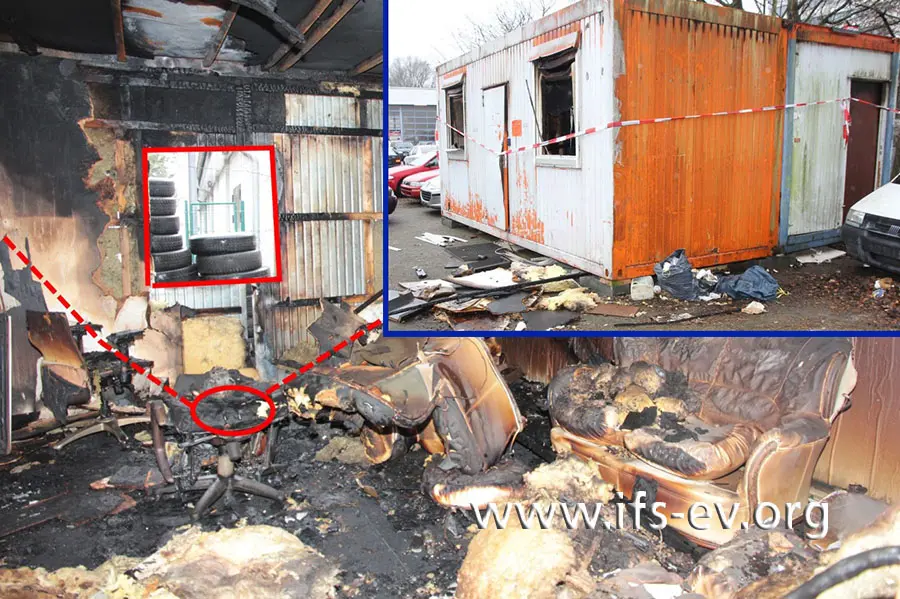 Von außen ist nicht sofort zu erkennen, wie umfangreich die Brandschäden im Container sind.
