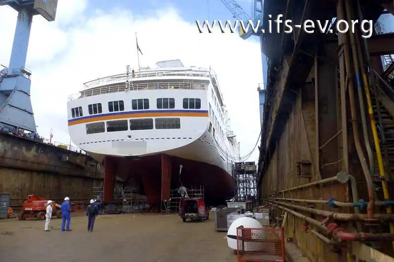 Das Schiff lag zum Schadenzeitpunkt im Dock.